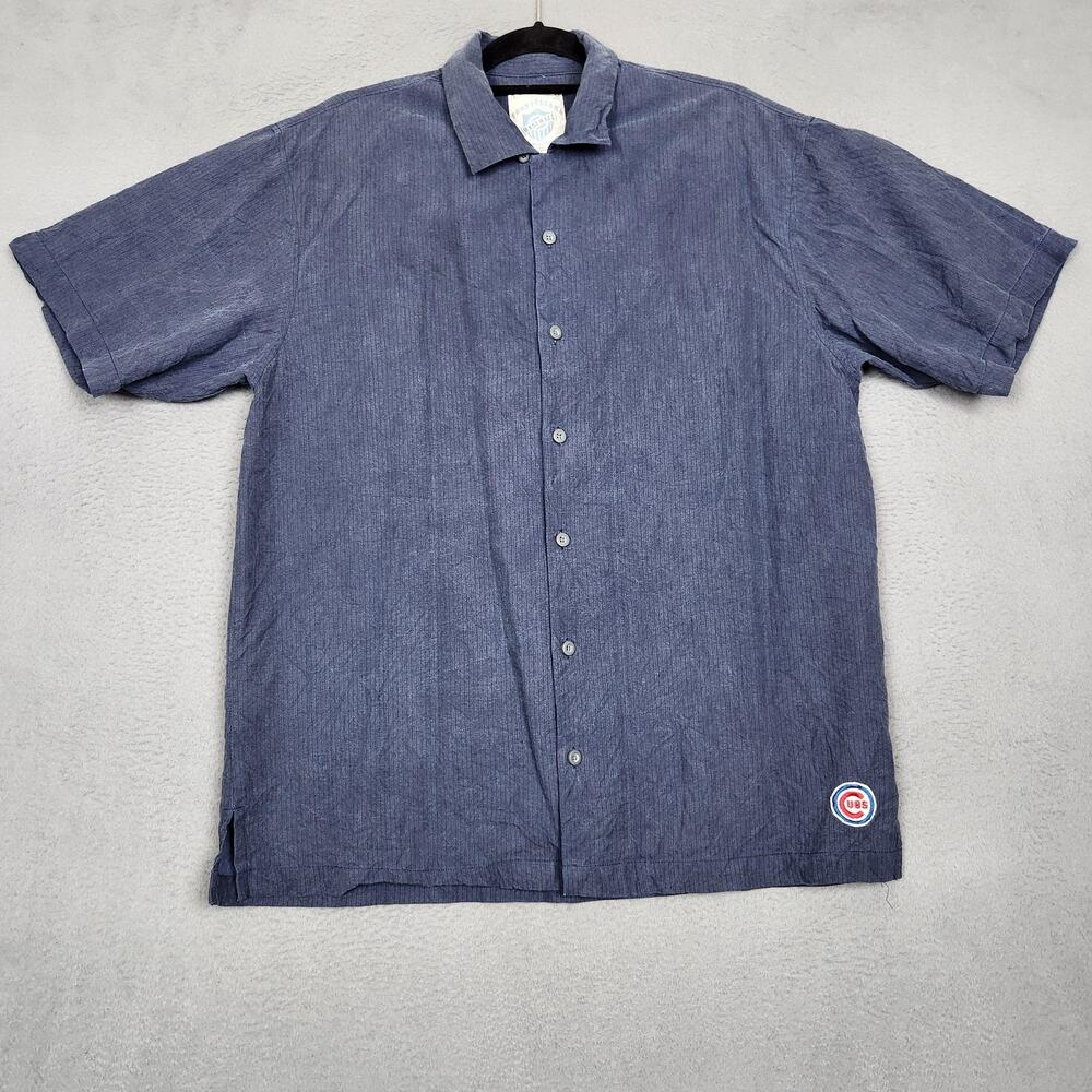 Chicago Cubs Shirt Mens Large Blue MLB Baseball Tommy Bahama Silk Loop Collar
